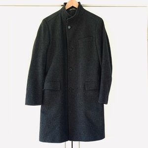 Hugo Boss Sz 38 R Sintrax 3 Coat Charcoal Gray Wool Blend Stand Collar Jacket